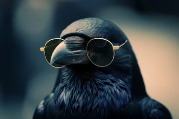Fotobehang Raven with glasses © Сергей Косилко