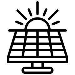 Solar Panel black outline icon, related to ecology and environment theme. use for modern concept, UI or UX kit, app and web development. 