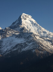 Fototapeta na wymiar The peaks of Himalayan Annapurna South mountain at Annapurna mountain range