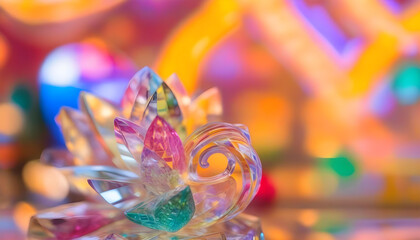 A crystal  with a colorful bokeh background