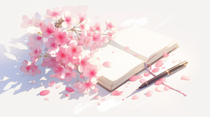 桜　ノート - obrazy, fototapety, plakaty