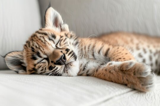 cute charming jaguar cub lying on a white background. kitten.