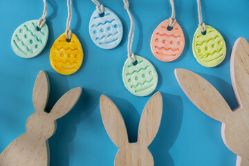Do it yourself air dry clay crafts for Easter holiday. Decoration gift idea Handmade children...