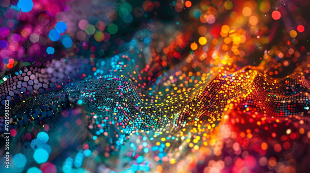 Poster the intricate network of quantum dots glowing with vibrant hues bringing highresolution and vibrant 