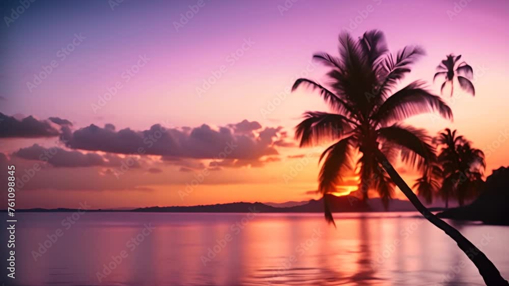 Poster palm tree on beach by ocean generative ai