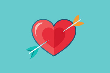Hand drawn watercolor vector arrows shooting out and bleeding through the heart icon