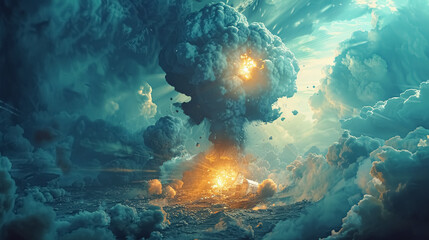 Global Nuclear War Doomsday Conceptual Background. - obrazy, fototapety, plakaty