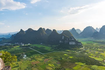 Cercles muraux Guilin Summer scenery of Huixian Glass Field in Lingui County, Guilin, Guangxi