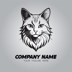 A cat logo vector image. Illustration of kitten silhouette design for logo company or brand