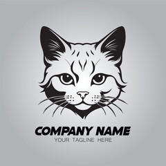 A cat logo vector image. Illustration of kitten silhouette design for logo company or brand
