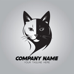 A cat logo vector image. Illustration of kitten silhouette design for logo company or brand