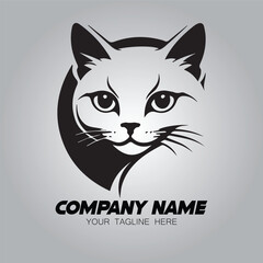 A cat logo vector image. Illustration of kitten silhouette design for logo company or brand