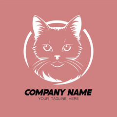 A cat logo vector image. Illustration of kitten silhouette design for logo company or brand