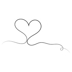 hand drawn simple heart love one line Continuous line art drawing vector illustration
