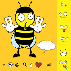 bee cartoon character expressions pack collection in vector format