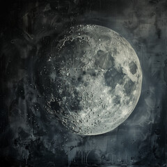 A bright, full moon hangs in the night sky, a dramatic contrast to the blue marble of Earth below