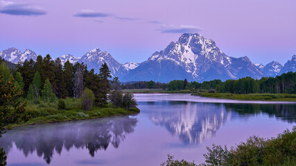 Reflection of Mt Moran in the morning