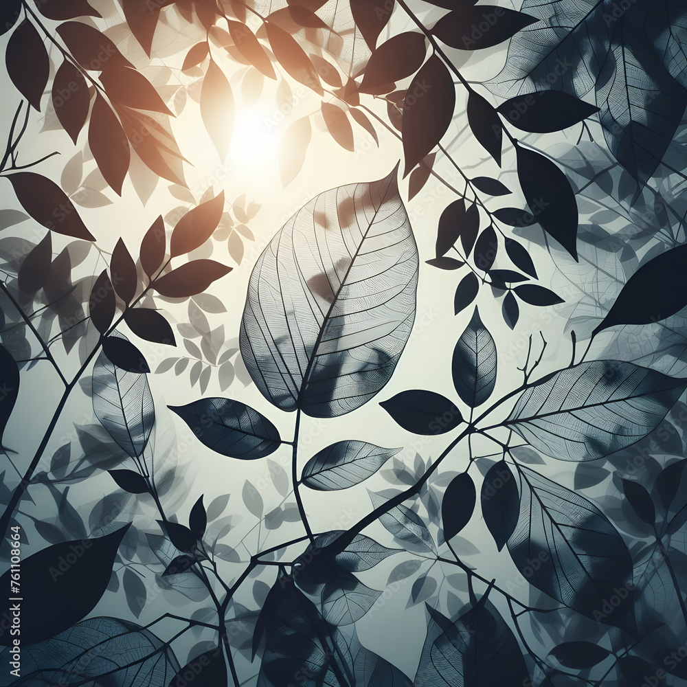 Poster transparent leaves overlay shadow effect background generative by ai