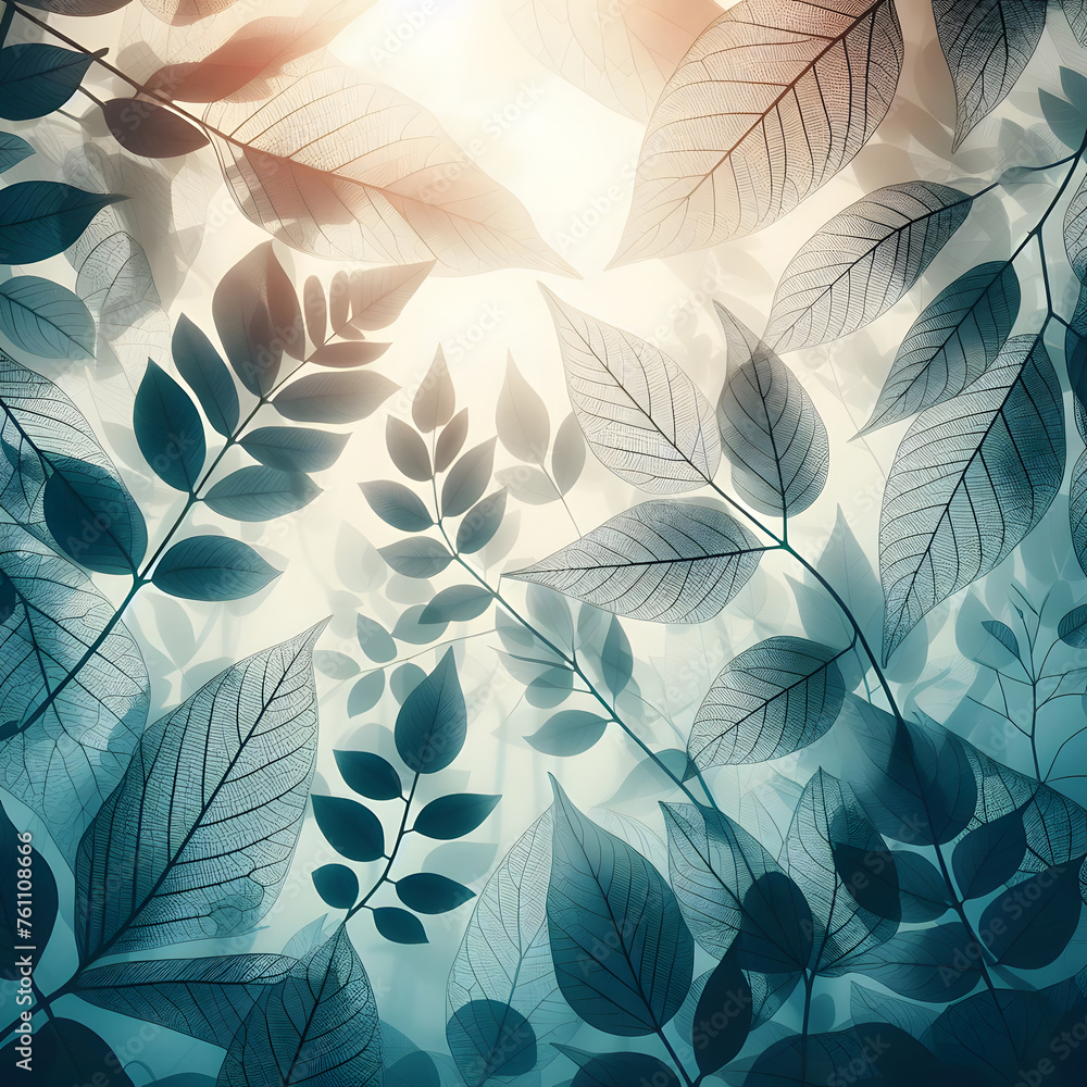 Poster transparent leaves overlay shadow effect background generative by ai