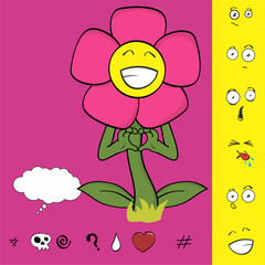 flower cartoon character expressions pack collection in vector format