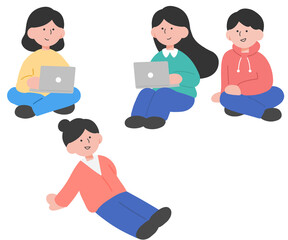 귀여운 느낌의 대학생 일러스트