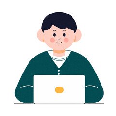 노트북을 하고 있는 인물 일러스트