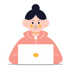 노트북을 하고 있는 인물 일러스트
