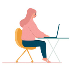 노트북을 하고 있는 인물 일러스트