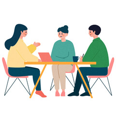 회의하는 3명의 인물 일러스트