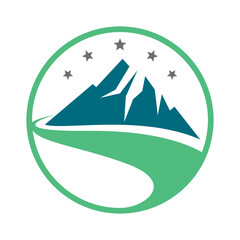 logo illustration of high mountains