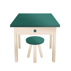 플랫한 학교 책상 일러스트