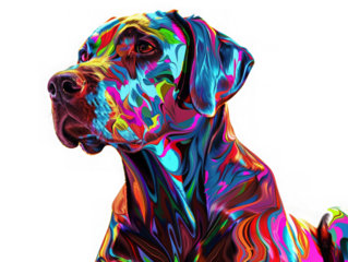 Labrador rendered in psychedelic op art style. Bright and vivid colors. PNG Background Transparent