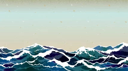 Foto op Canvas 海　波のある和風背景イラスト © ヨーグル