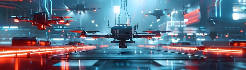 Futuristic Drone Production Line Revolutionizing Industrial Progress with Advanced Robotics and