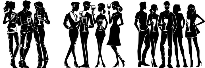 People holding using mobile phones set Characters with smartphones in hands Men women use cellphones surfing internet chatting Flat graphic vector illustrations black and white