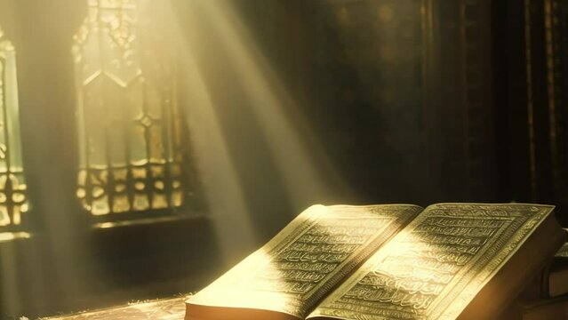 Luminous book, Islamic concept, footage, 4k footage, videos, video clip, short video