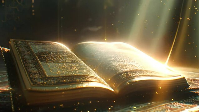 Luminous book, Islamic concept, footage, 4k footage, videos, video clip, short video