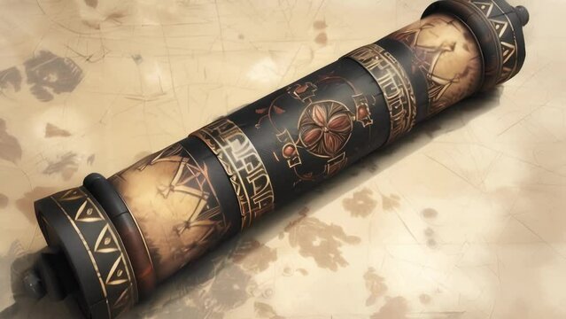 The intricate design of a rolled up scroll featuring a cryptic clue that will lead players to their next treasure.