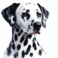 Portret psa dalmatyńczyk akwarela na białym tle, generative ai
