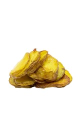 Oil Fried Potato Slices Isolated on White Background