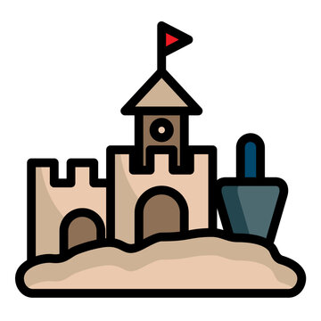 sandcastle with flag and bucket clip art preview