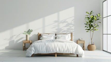 Modern cozy bedroom interior in luxury home.