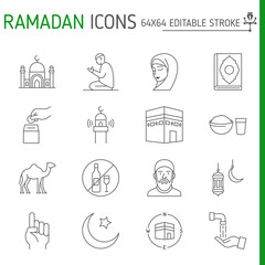 Ramadan line icon set