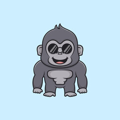 cute gorila logo cartoon