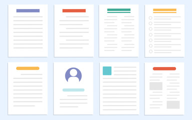 Set of office documents and folder in flat design, Simple design document icon vector illustration.