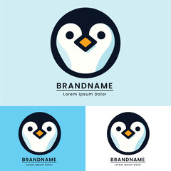 flat design penguin logo vector modern color winter mascot