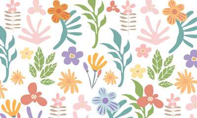 Hand draw Matisse seamless pattern background. Colorful Matisse pattern design. Abstract plant leaf art pattern. colorful freehand doodle collage.great for textiles, banners, wallpapers, wrapping.