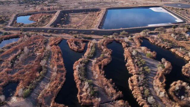 Aerial View of Sedona Wetlands Preserve, Sewage Wastewater Treatment Facility by Arizona 89a State Route Freeway