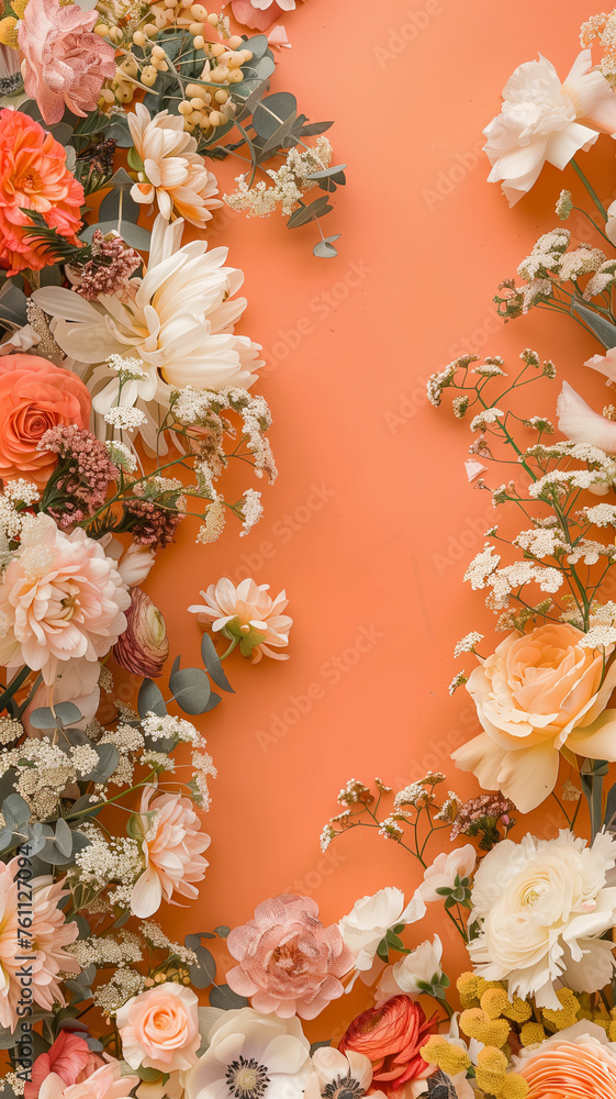 Aufkleber autumn leaves in various colors form a frame and background with a nature theme design