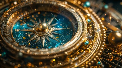 Vintage Compass with Celestial Motifs, Reflecting the Magic of Exploration and Dreams